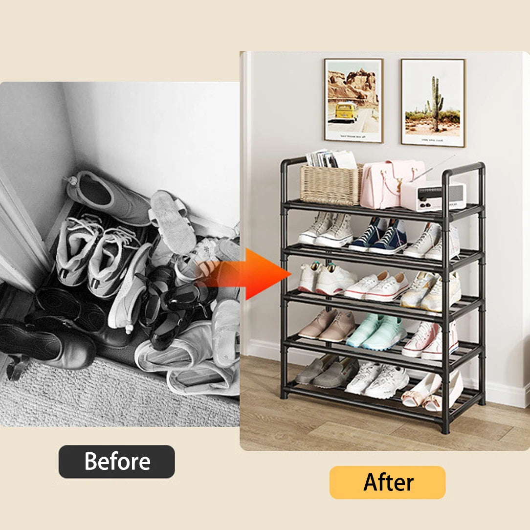 Multiple Layers Metal Shoe Rack, Large Capacity Shoe Organizer for Entryway, Closet, Garage, Shoe Shelf for Living Room - im…