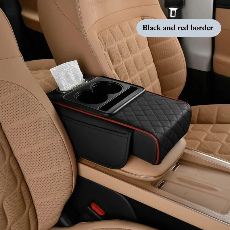 Auto Center Console Armrest Cushion With 2 Cup Holder Armrest Heightening Pad Auto Amrest Pillow Cover Pad for All Seasons -…