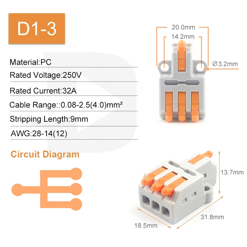 5PCS Fast Wire Connector Push-in Electrical Terminal Block Universal Splicing Wiring Cable Connectors For Cable Connection S…