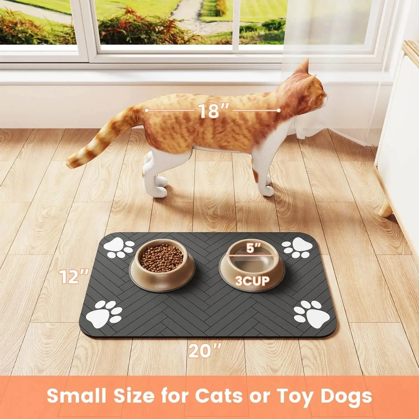 Pet Feeding Mat-Absorbent Pet Placemat Rubber Backing Quick Dry Water Mat for Dog Cat for Food and Water Bowl with Waterproo…