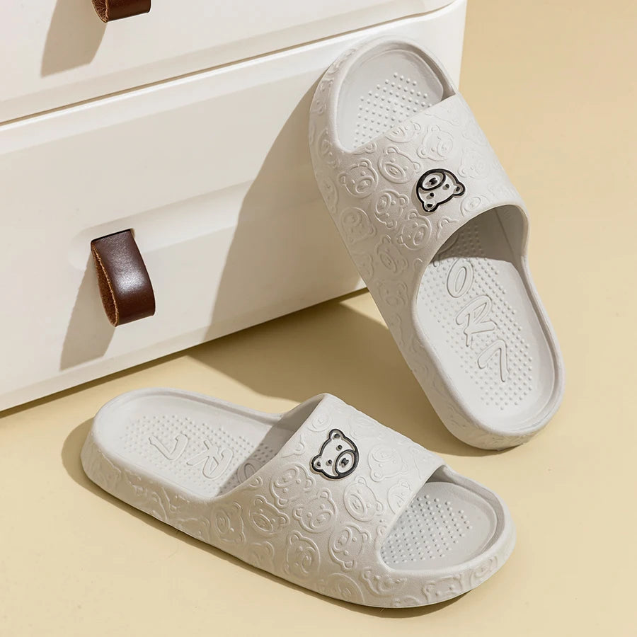 Summer Fashion Men's Slippers Printting Little Bear Sandals Indoor Bathroom Non-slip Soft Women Dormitory Casual Shoes Coupl…