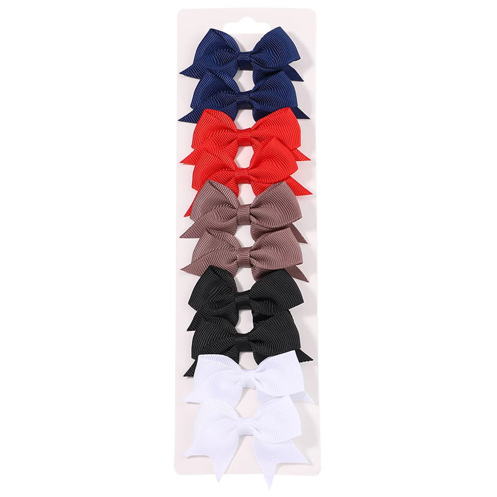 10Pcs/Set Solid Color Kids Bows Hair Clips for Baby Girls Handmade Ribbon Bowknot Hairpin Barrettes New Year Hair Accessorie…