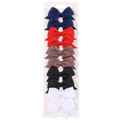 10Pcs/Set Solid Color Kids Bows Hair Clips for Baby Girls Handmade Ribbon Bowknot Hairpin Barrettes New Year Hair Accessorie…