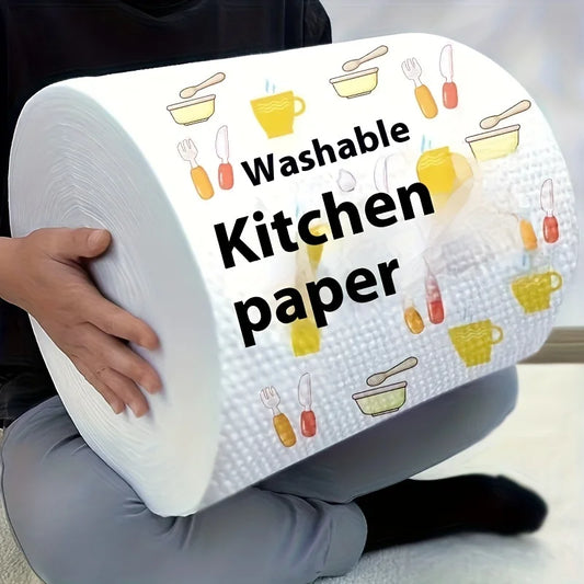 1 Roll (400 Sheets), Lazy Cloth, Disposable Kitchen Tissue, Washable Dry and Wet Dual-Use Towel, Dishcloth, Non Stick Oil Cl…