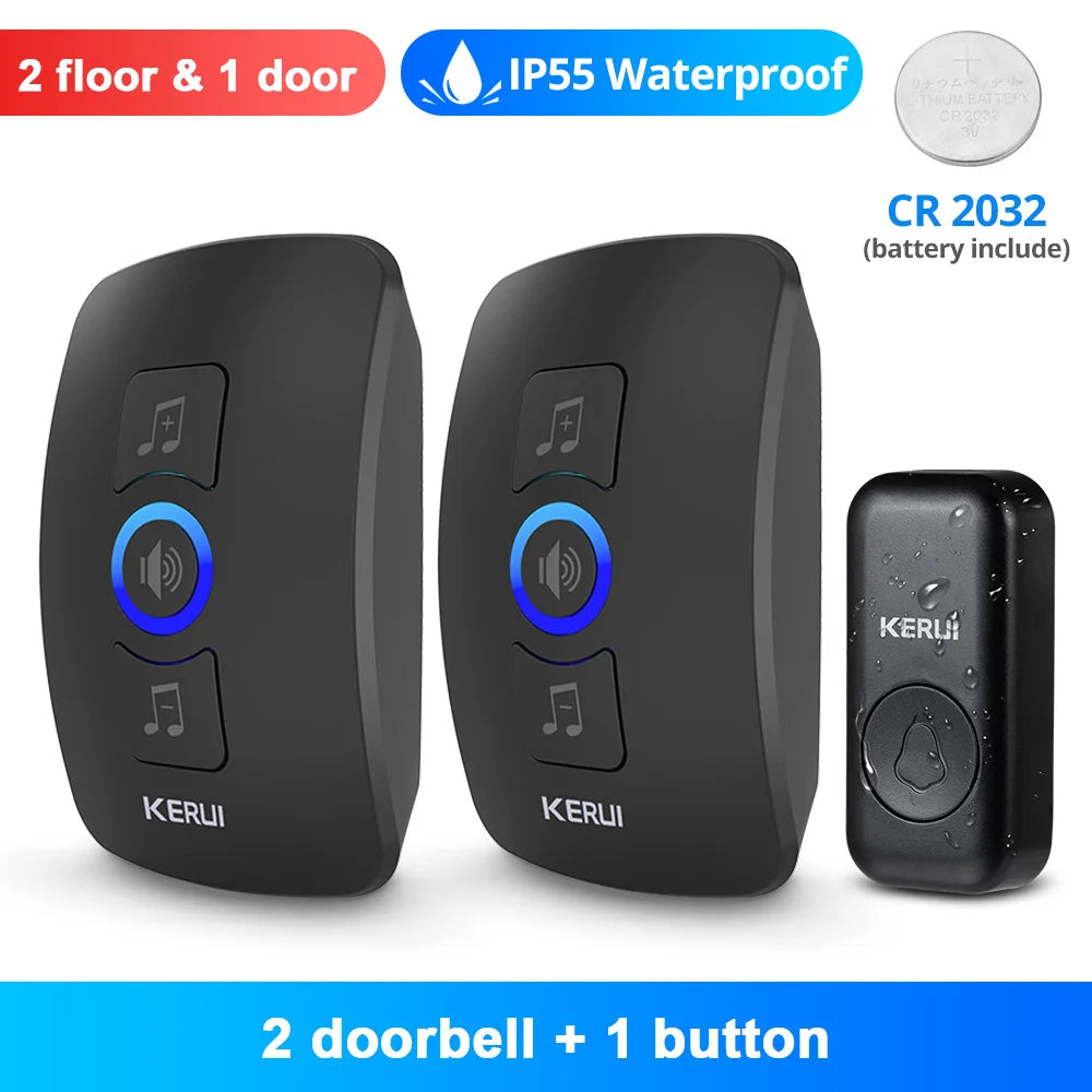 KERUI Wireless Doorbell Waterproof OutDoor Smart Home Door Bell Welcome Melodies Chimes LED Flash Security Adjustable Volume…
