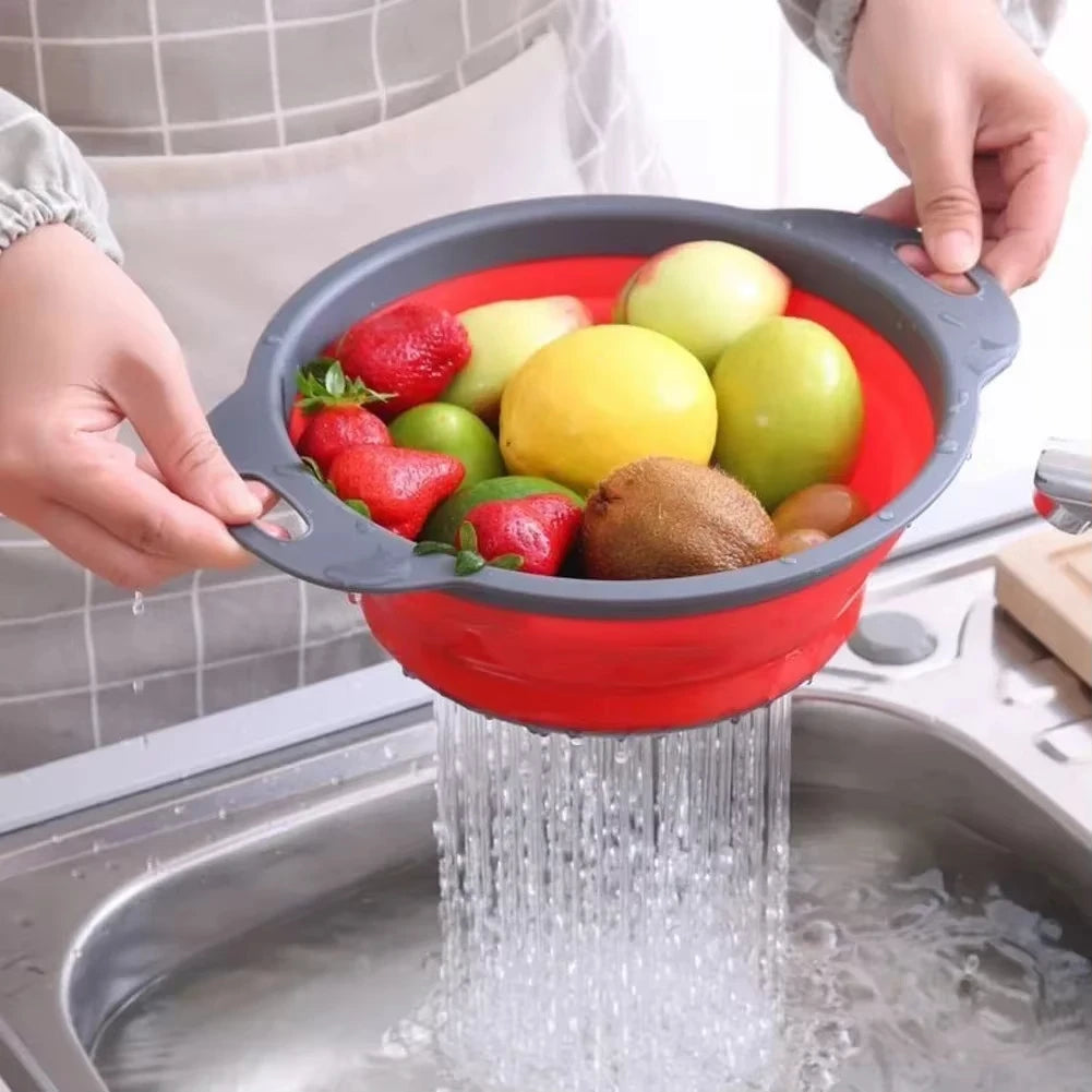 Silicone vegetable and fruit cleaning and drainage basket cleaning basket Folding water filter net Kitchen Gadgets - image 7