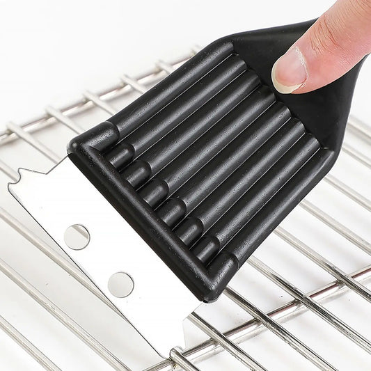 1 pc- Stainless steel wire baking brush, barbecue stove cleaning brush, grill rack cleaning brush, blade, two in one - image…