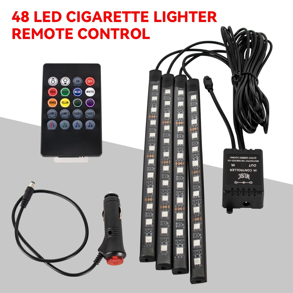 Neon 36 48 72 LED Car Interior Ambient Foot Light Wireless Remote Music APP Control Auto RGB Atmosphere Decorative Lamp - im…