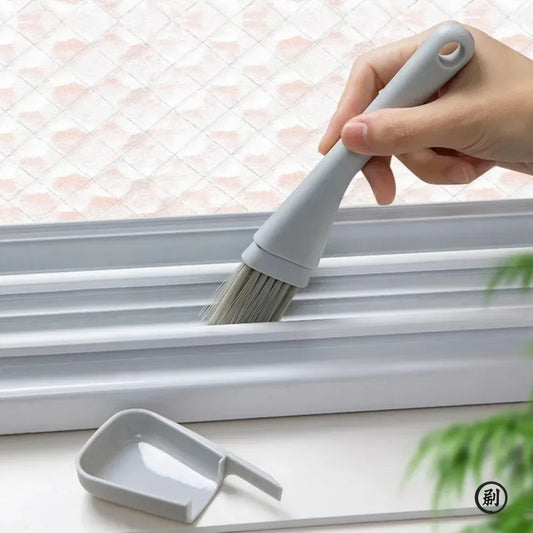 Window Groove Cleaning Brush Windows Slot Cleaner for Door Floor Gap Keyboard Brush+Dustpan 2 In 1 Household Cleaning Tools…