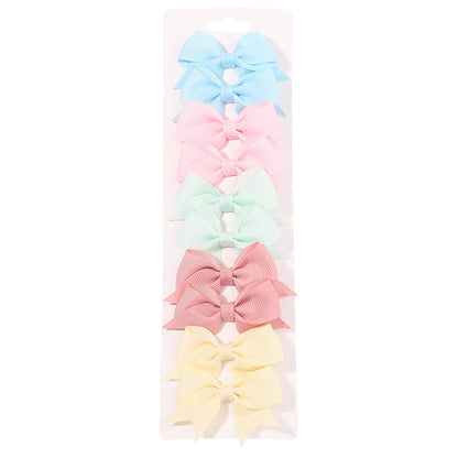 10Pcs/Set Solid Color Kids Bows Hair Clips for Baby Girls Handmade Ribbon Bowknot Hairpin Barrettes New Year Hair Accessorie…