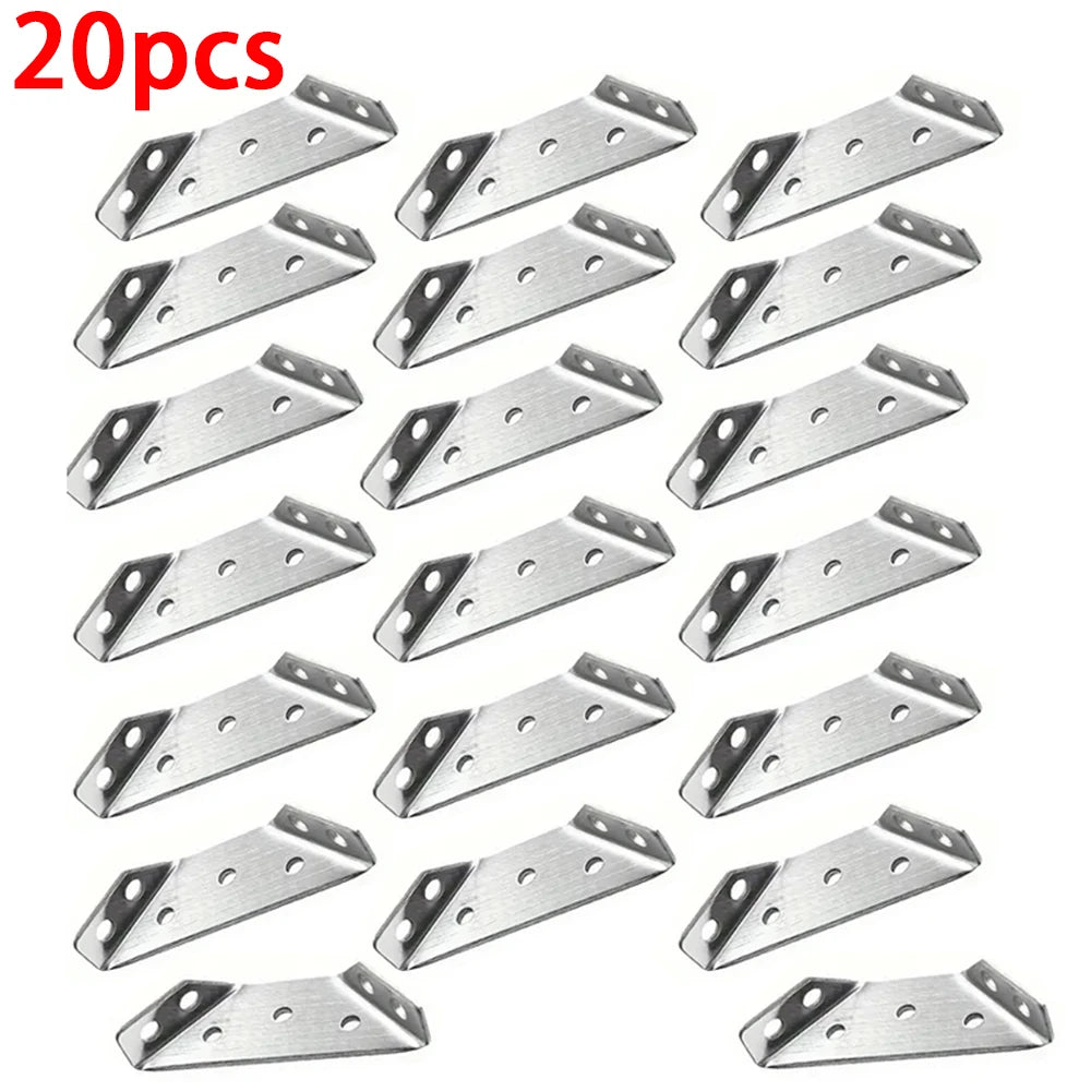 10/20/40/50pcs Thickened Stainless Steel Angle Code 90 Degrees Right Angle Fixed Bracket Furniture Connectors - image 7