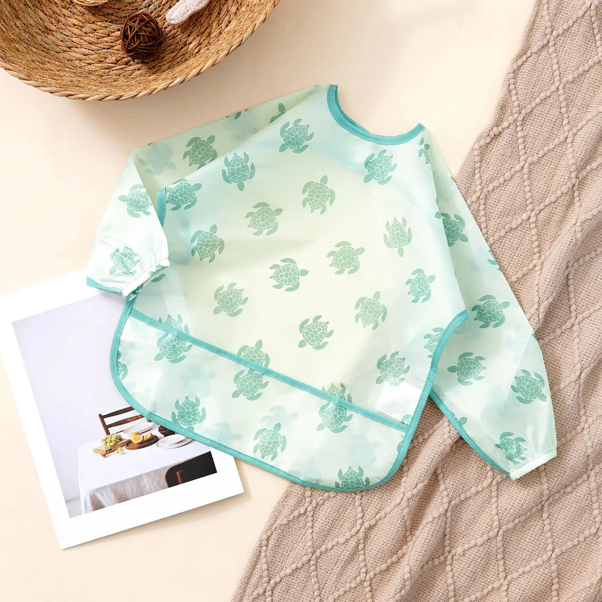 Elinfant 1PC Long Sleeve Bibs, Waterproof Feeding Bibs,Washable Burp Cloth,Coveralls Bibs,Easy To Clean,Wash-Free Eating Bib…