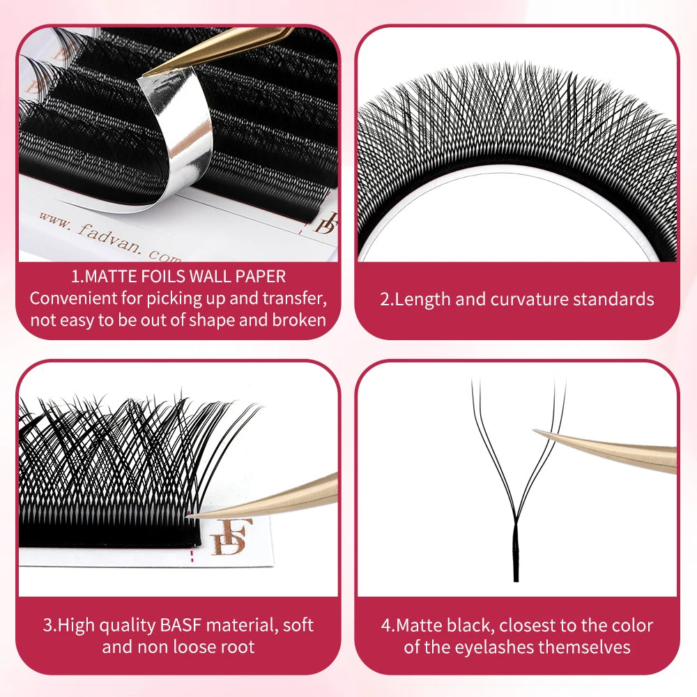 FADVAN YY Eyelashes Extension 2D/3D Faux Mink L+/L/LU(M)/C/D/DD 8-15mm Black/Brown Premade Fan Lashes Extension Makup Tools…
