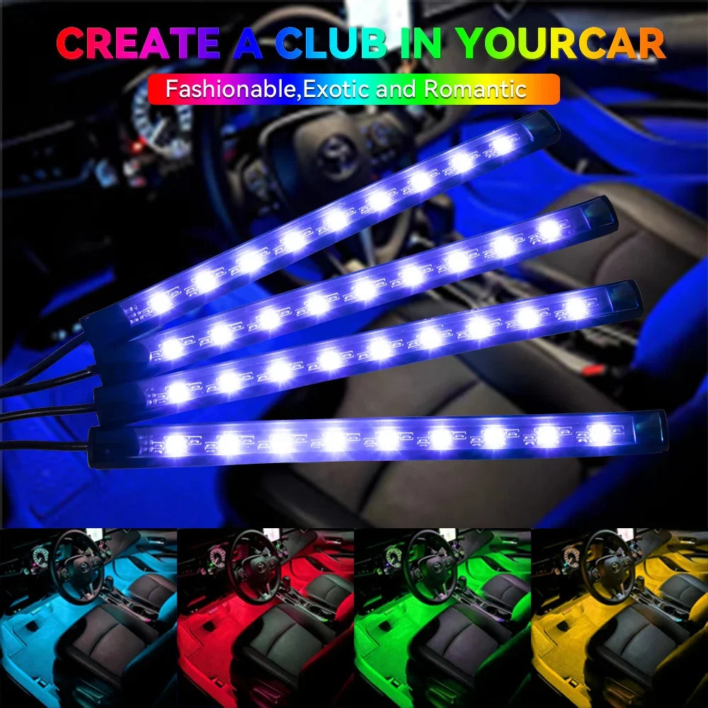 Neon 36 48 72 LED Car Interior Ambient Foot Light Wireless Remote Music APP Control Auto RGB Atmosphere Decorative Lamp - im…
