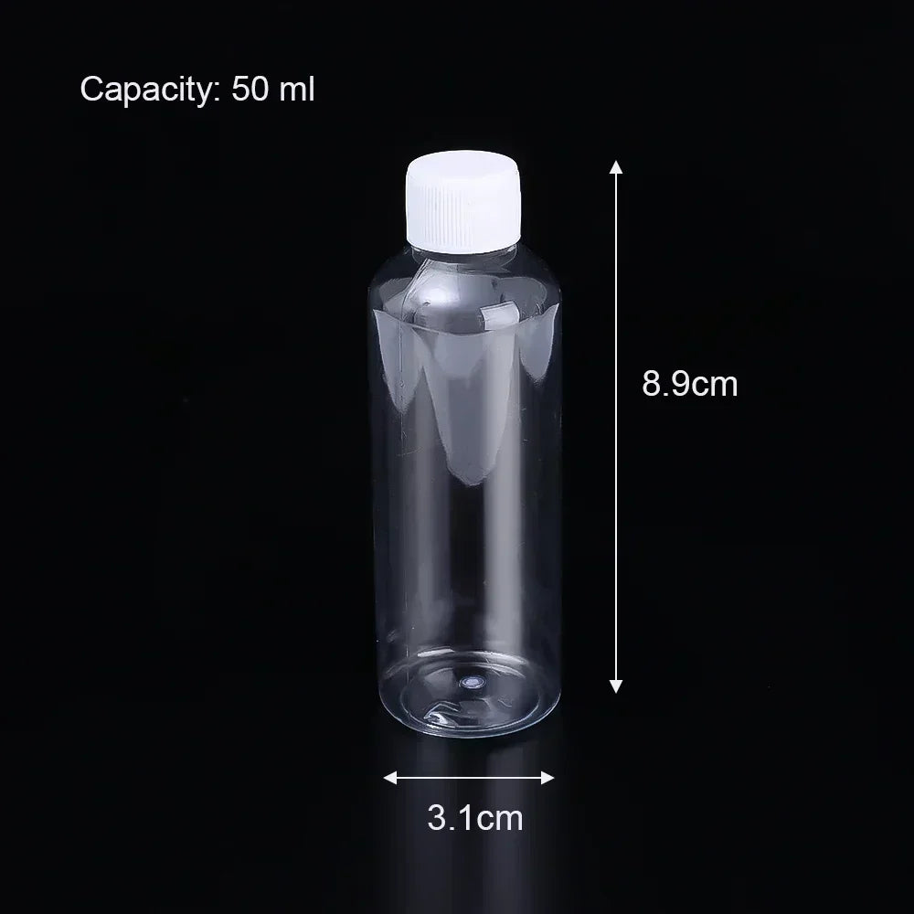 1/10Pcs Refillable Bottles 10ml 20ml 30ml 50ml 80ml 100ml Plastic PET Clear Empty Seal Bottles Sample Containers with Screw…