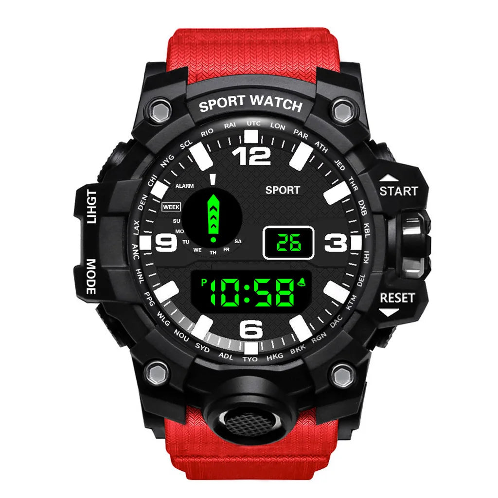 Fashion Men's Watch Sports Electronic Wristwatch Large dial Multifunctional Waterproof Luminous Alarm Kids Male's Military W…