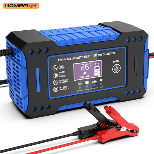Battery Repair LCD Display 6A 12V Intelligent Car Battery Charger Car and Motorcycle Battery Charging Unit Lead-Acid