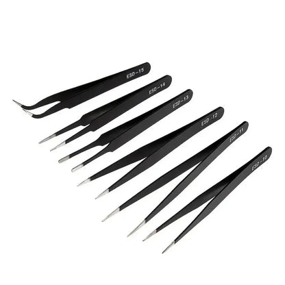 6pcs Precision Long Tweezers Set ESD Anti-Static Stainless SteelTweezers Repair Tools For Electronics Repair Soldering Craft…