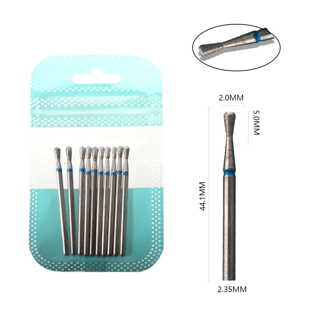 10pcs Diamond Milling Cutter Nail Drill Bits Set For Manicure Accessory Pedicure Eletric Machine Nail Bit Brush Burr Tools -…