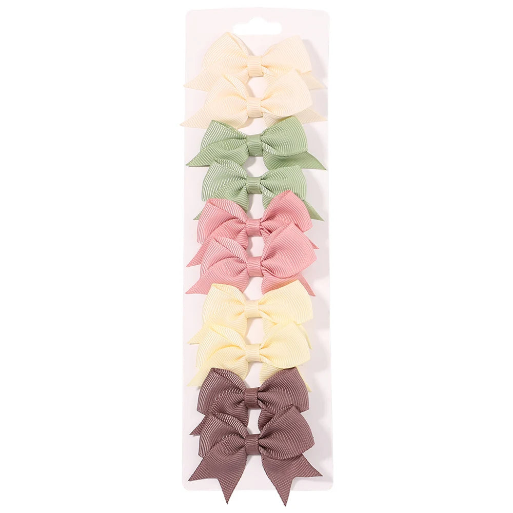 10Pcs/Set Solid Color Kids Bows Hair Clips for Baby Girls Handmade Ribbon Bowknot Hairpin Barrettes New Year Hair Accessorie…