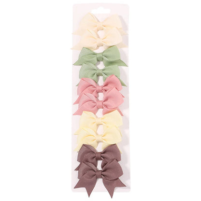 10Pcs/Set Solid Color Kids Bows Hair Clips for Baby Girls Handmade Ribbon Bowknot Hairpin Barrettes New Year Hair Accessorie…