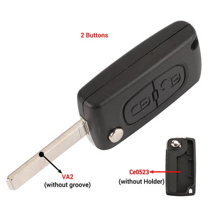 Jingyuqin 2/3 Buttons for Peugeot 207 307 308 407 607 807 For Citroen C2 C3 C4 C5 C6 Auto Remote key Case Va2/Hu83 CE0523 CE…