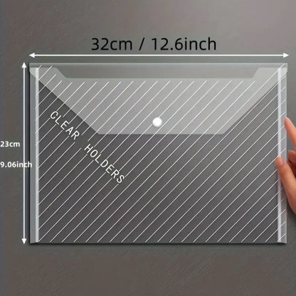 10Pcs A4 Transparent File Bag Plastic Documents Filing Storage Bag Student Organizer Information Pocket Folders Stationery N…