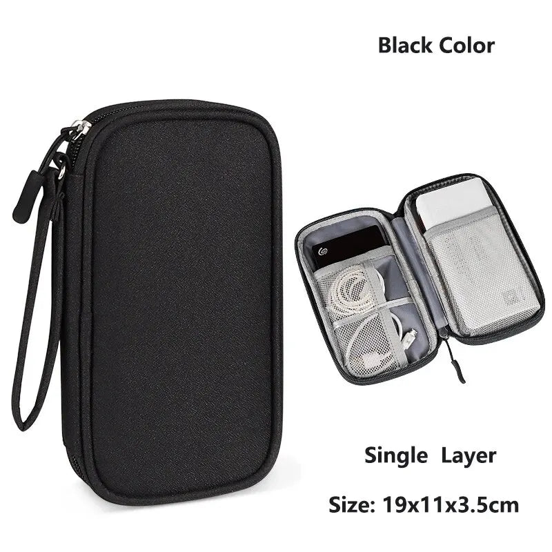 Data Cable Storage Bag Waterproof Portable Carry Case Storage Bag Travel Organizer Bag for Cable Cord USB Charger - image 8