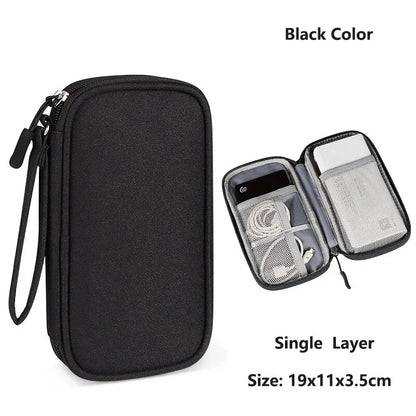 Data Cable Storage Bag Waterproof Portable Carry Case Storage Bag Travel Organizer Bag for Cable Cord USB Charger - image 8