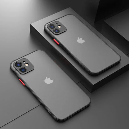 Shockproof Armor Matte Case For iPhone 11 12 13 14 15 16 Pro X XR XS Max 7 8Plus Luxury Silicone Bumper Clear Hard PC Cover…