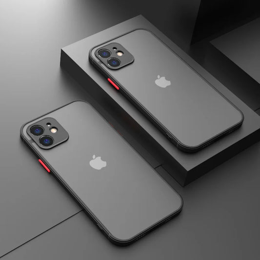 Shockproof Armor Matte Case For iPhone 11 12 13 14 15 16 Pro X XR XS Max 7 8Plus Luxury Silicone Bumper Clear Hard PC Cover…