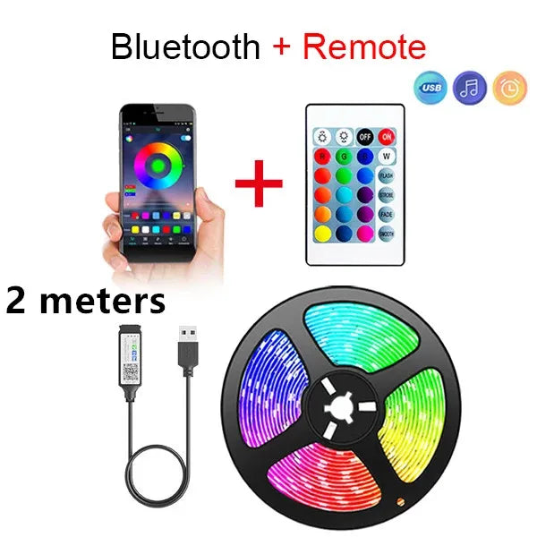 Bluetooth LED Strip Lights Smart SMD 5050 APP Remote Control Flexible Ribbon Diode Lamp Tape TV Backlights Game Room Home De…