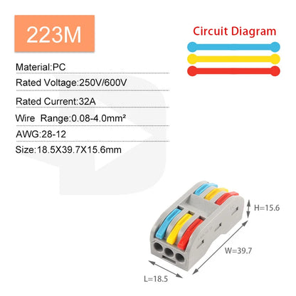 5PCS Fast Wire Connector Push-in Electrical Terminal Block Universal Splicing Wiring Cable Connectors For Cable Connection S…