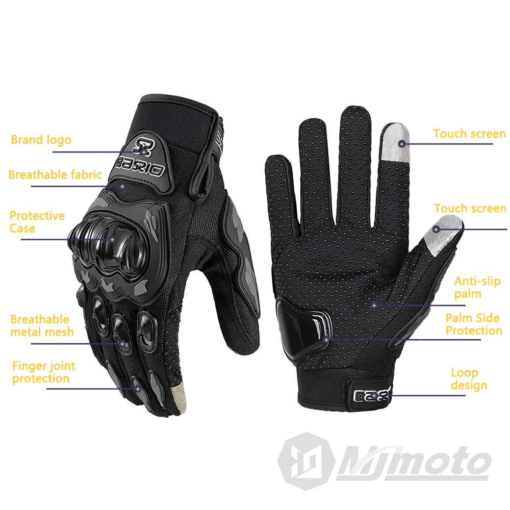 Summer Breathable Full Finger Motorcycle Gloves Non-slip Wear-resistant Motocross Racing Gloves Touch Screen Moto Biker Glov…