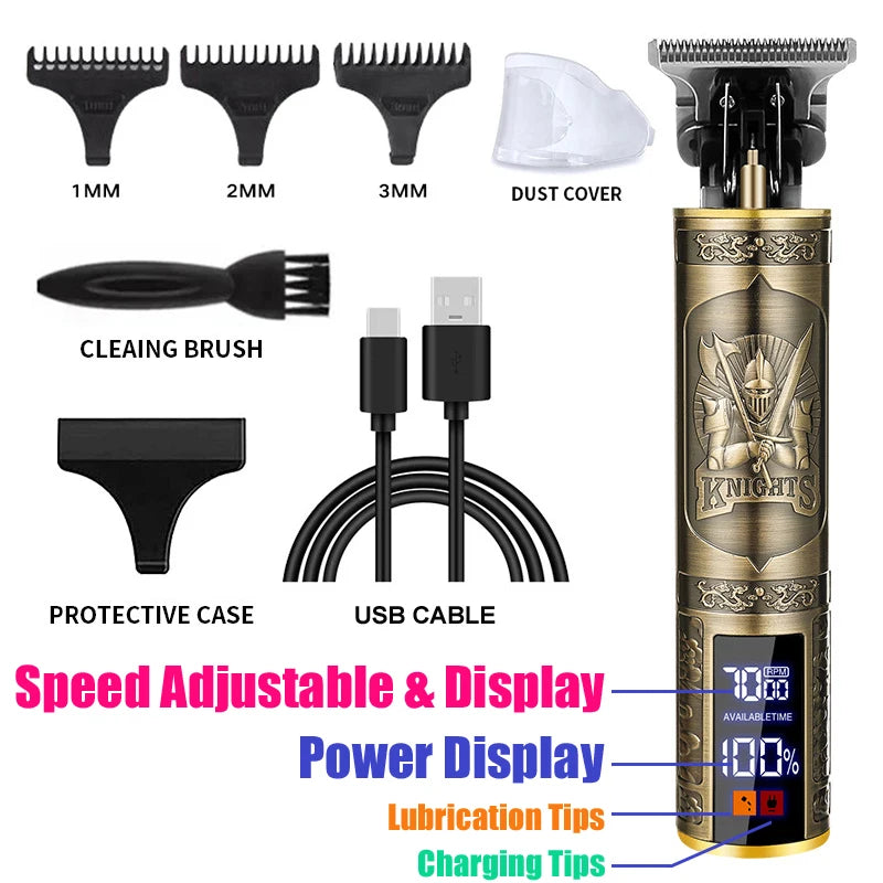 Carving Hair Clipper Professional Hair Cutting Machine Barber Rechargeable Hair Trimmer Metal Haircut Machine Clipper for Me…