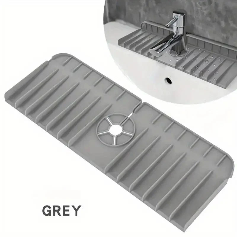 Silicone Faucet Mat Dish Soap Sponge Holder Sink Kitchen Countertop Drying Mat Bathroom Kitchen Sink Splash Guard Drain Pad…