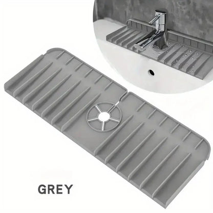 Silicone Faucet Mat Dish Soap Sponge Holder Sink Kitchen Countertop Drying Mat Bathroom Kitchen Sink Splash Guard Drain Pad…