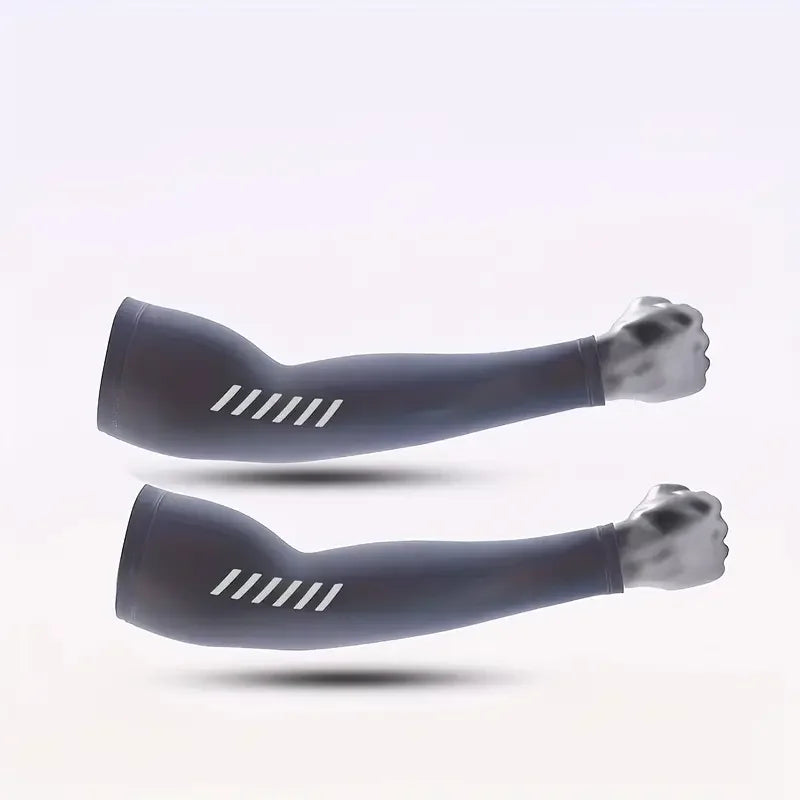 1 Pair Men's Lightweight Breathable Cooling Sports Sleeves Ice Silk Fabric Sweat-Absorbent for Cycling Fishing Running & Hik…
