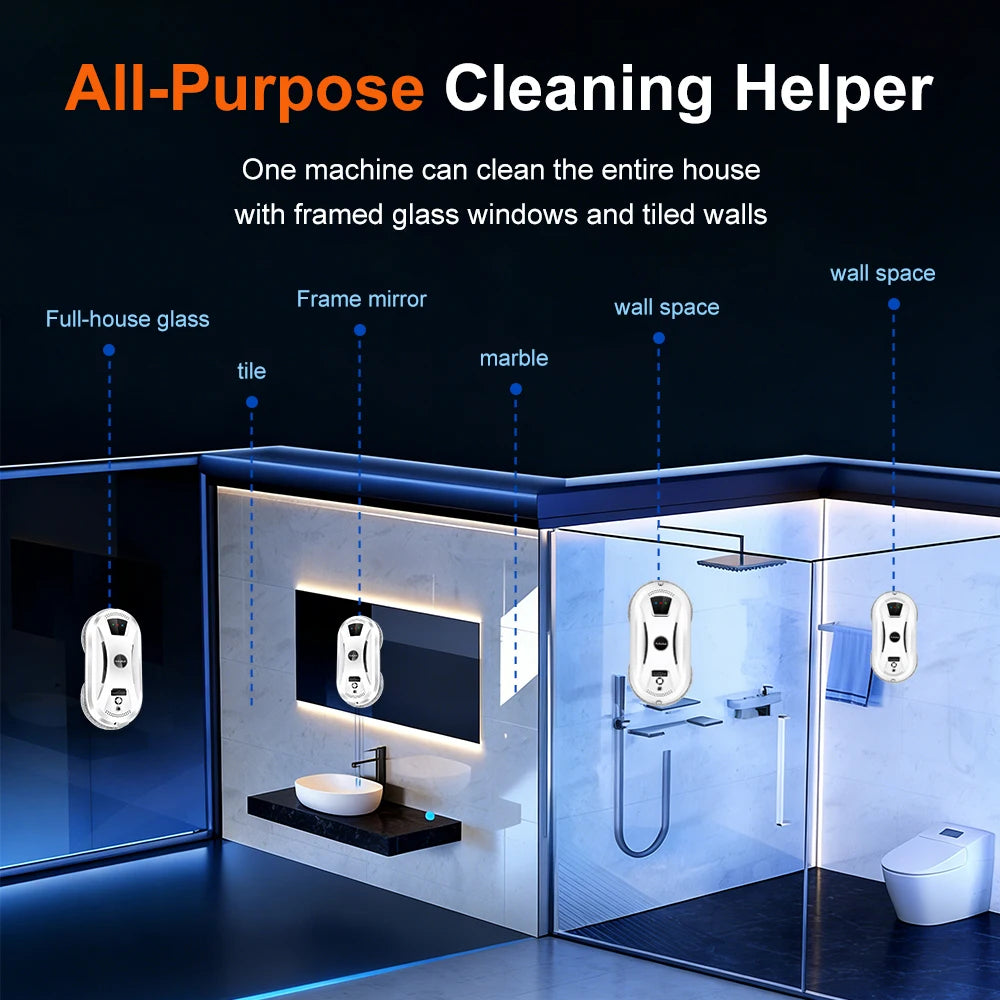 PuRuiKai Household Window Automatic Water Spray Cleaning Robot,With Intelligent Edge Detection System,Robot Glass Cleaner -…