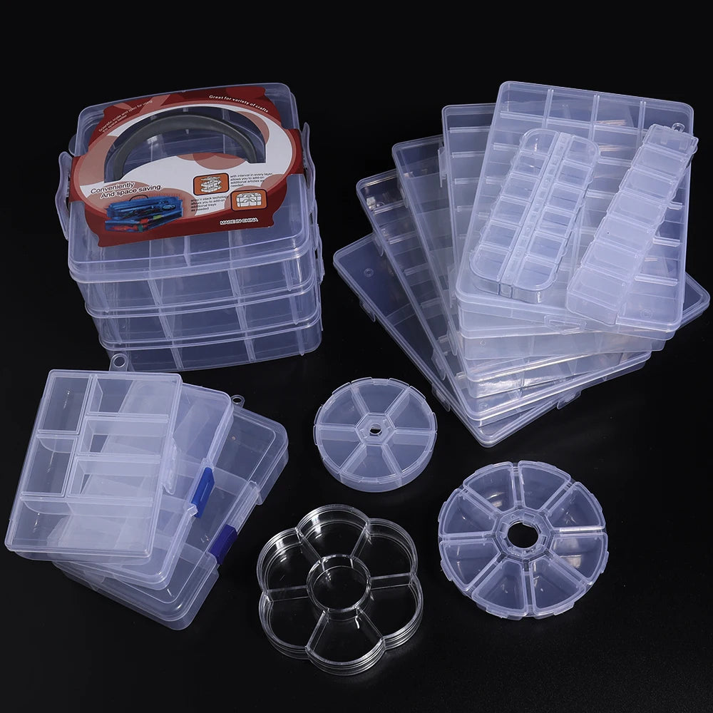 1 Pc Plastic Jewelry Box 5-28 Compartment Slot Organizer Storage Beads Container Adjustable Jewelry Storage Box Rectangle Ca…