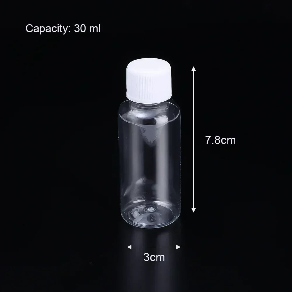 1/10Pcs Refillable Bottles 10ml 20ml 30ml 50ml 80ml 100ml Plastic PET Clear Empty Seal Bottles Sample Containers with Screw…