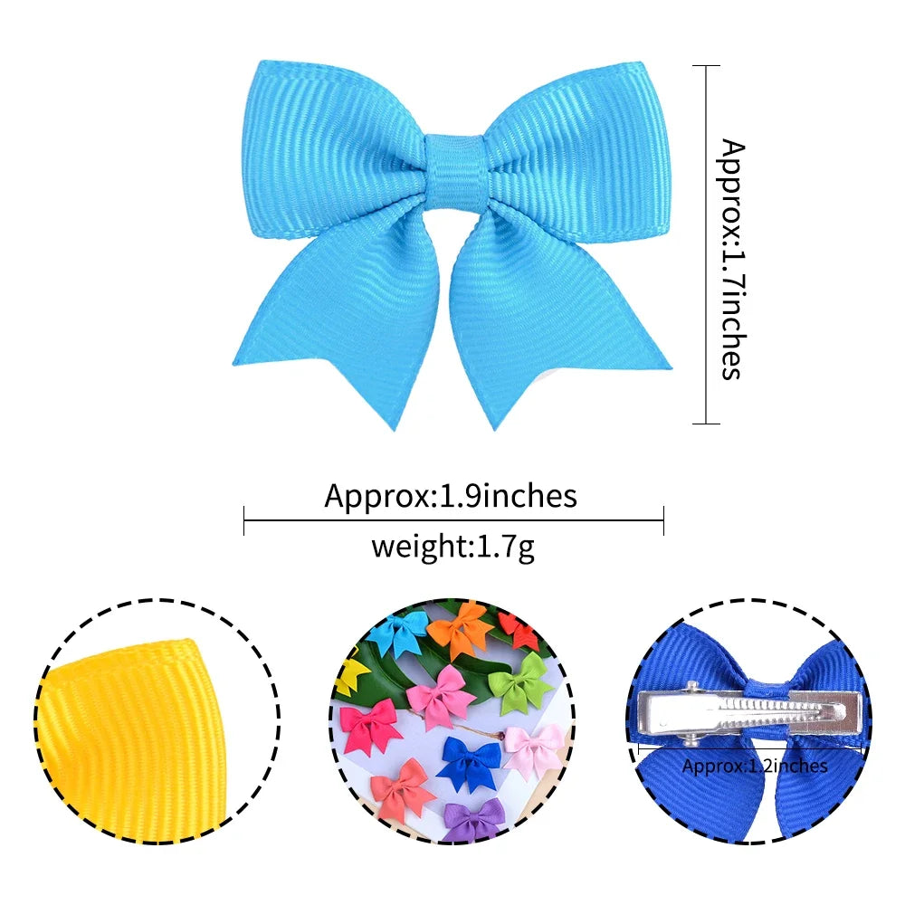 10Pcs/Set Solid Color Kids Bows Hair Clips for Baby Girls Handmade Ribbon Bowknot Hairpin Barrettes New Year Hair Accessorie…