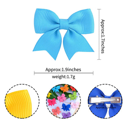 10Pcs/Set Solid Color Kids Bows Hair Clips for Baby Girls Handmade Ribbon Bowknot Hairpin Barrettes New Year Hair Accessorie…