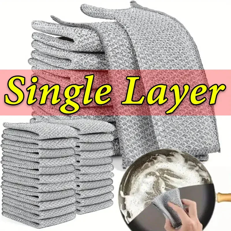Wholesale Metal Steel Wire Rags Cloth Home Kitchen Pot Pan Dishwashing Double-sided Dishcloth Cleaning Cloths Towel Scrubber…