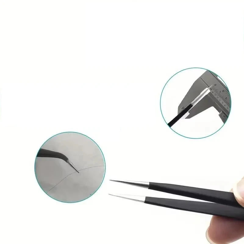 6pcs Precision Long Tweezers Set ESD Anti-Static Stainless SteelTweezers Repair Tools For Electronics Repair Soldering Craft…