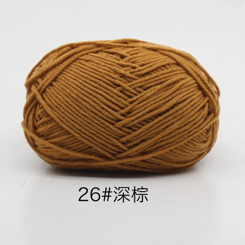 40-50g/Set 4ply Milk Cotton(80%) Knitting Yarn Needlework Dyed Lanas For Crochet Craft Sweater Hat Dolls At Low Price - imag…