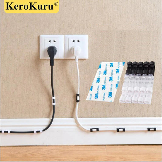 Cable Organizer Clips Cable Management Desktop & Workstation ABS Wire Manager Cord Holder USB Charging Data Line Bobbin Wind…