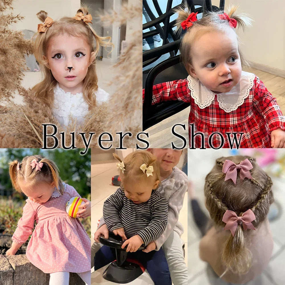 10Pcs/Set Solid Color Kids Bows Hair Clips for Baby Girls Handmade Ribbon Bowknot Hairpin Barrettes New Year Hair Accessorie…