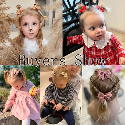 10Pcs/Set Solid Color Kids Bows Hair Clips for Baby Girls Handmade Ribbon Bowknot Hairpin Barrettes New Year Hair Accessorie…