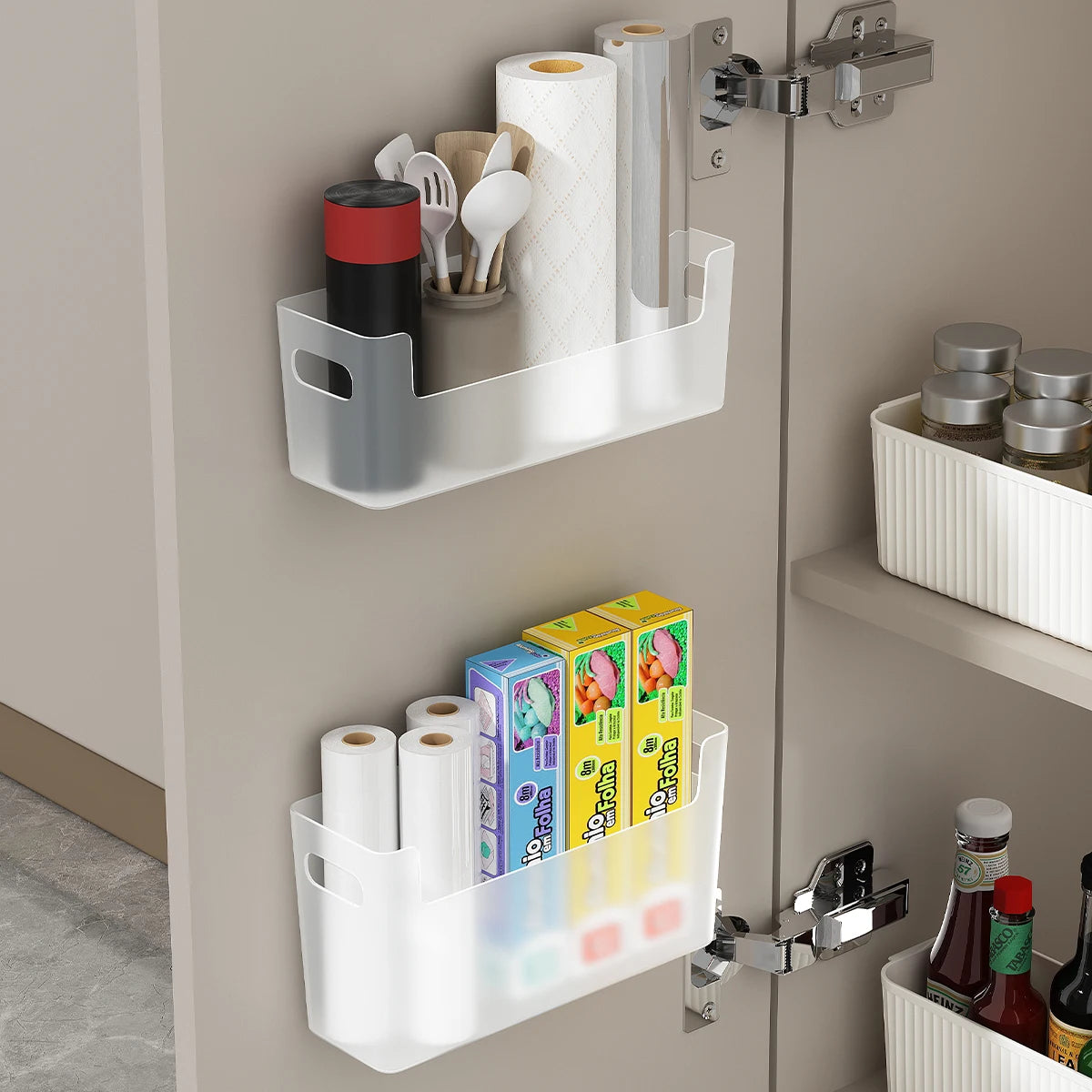 Wall-Mounted Cabinet with a Door Storage Box, Designed for Cabinet Hooks for Cling Film,Storage Bags,Bathroom Essentials - i…
